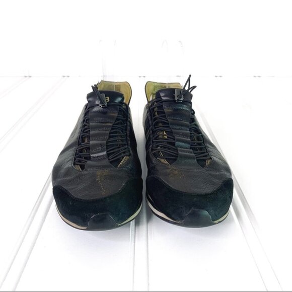 YOHJI YAMAMOTO Y-3 ADIDAS BLACK WHITE GOLD LEATHER SNEAKER ELASTIC STRIPES 6.5 - Picture 5 of 17